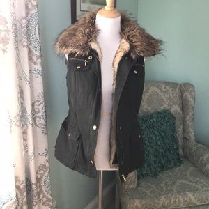 INC reversible fur vest